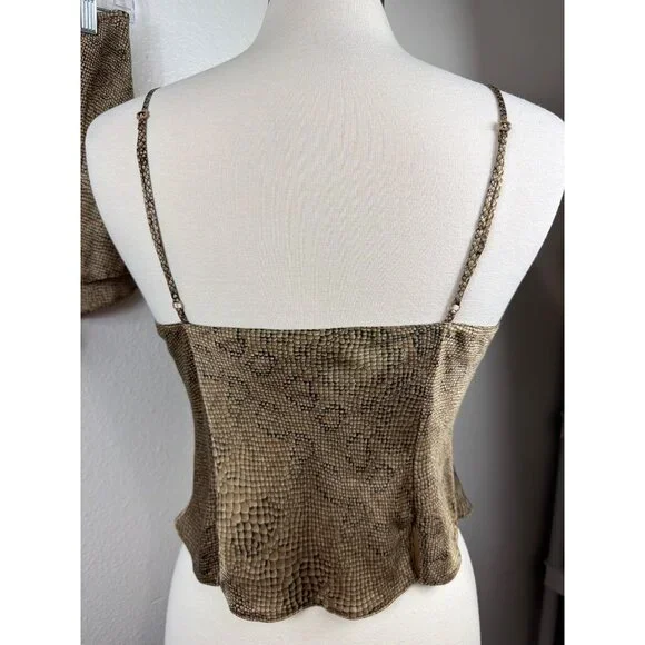 Vintage Victoria's Secret 100% Silk Snake Print Cami & Tap Shorts Set M Y2K - Picture 7 of 16